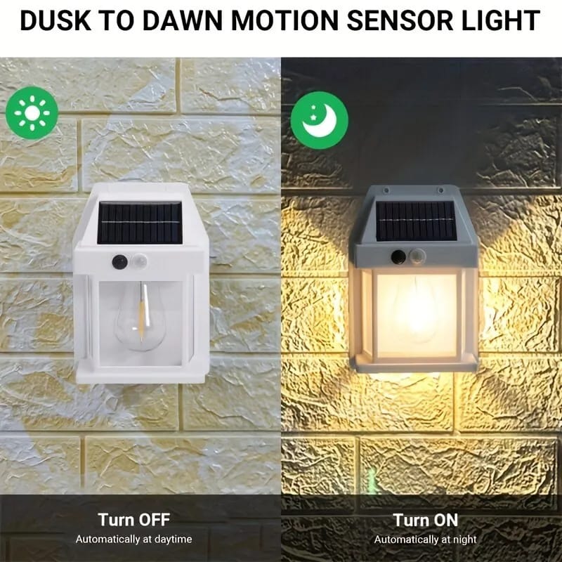 Solar Wall Light – Dusk to Dawn Motion Sensor LED Lantern for Outdoor Fence & Garden