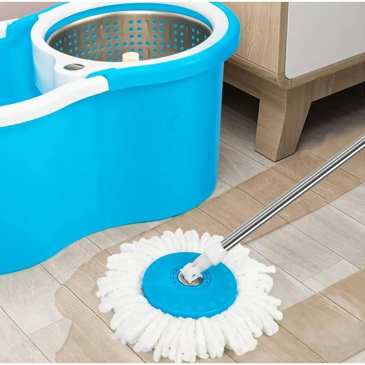 360° Spin Mop with Stainless Steel Spin Basket – Self-Wringing Dual Bucket Mop System