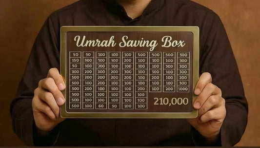 Umrah Saving Box – Wooden Money Saving Box with Secure Lock for Hajj & Umrah Planning